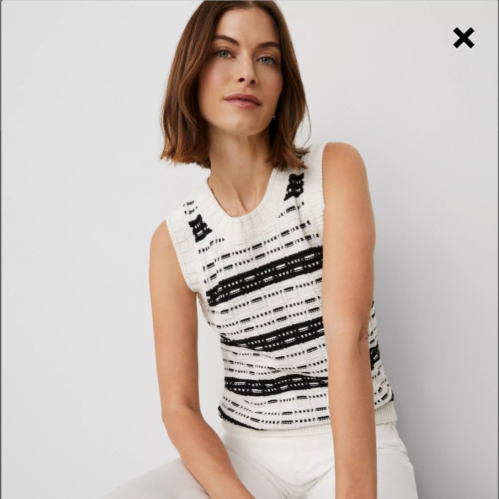 Ann Taylor- Black and White sweater